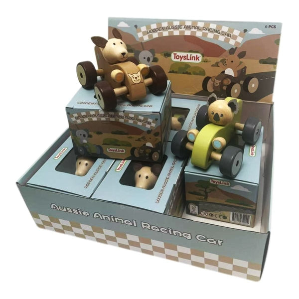 ToysLink - Wooden Koala & Kangaroo Wheelie Car