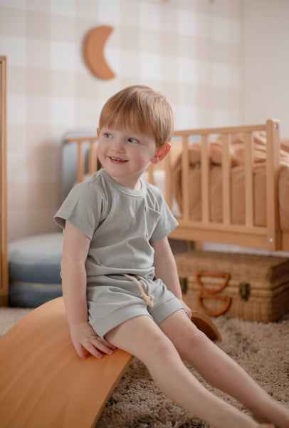 ponchik babies + kids - Ribbed cotton t shirt / Ocean