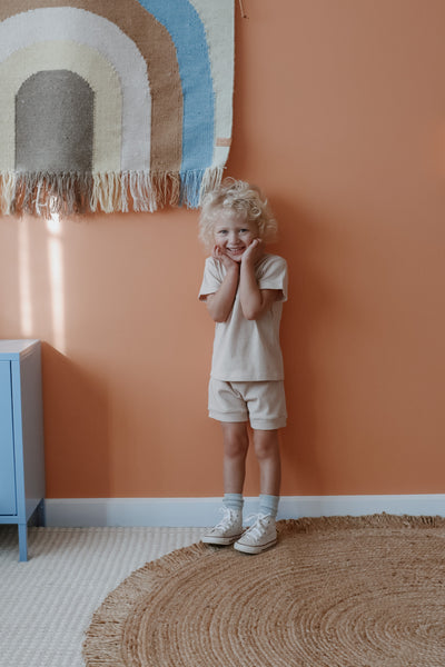 ponchik babies + kids - ribbed cotton shorts / Wheat