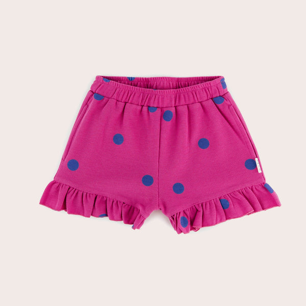 olive + the captain - Fuschia spots waffle frill carla shorts