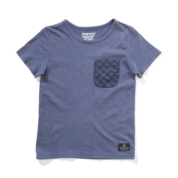 Munster Kids - Pocket Check SS Tee / Mineral Denim