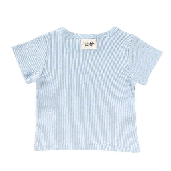 ponchik babies + kids - Ribbed cotton t shirt / Ocean