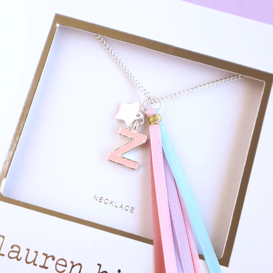 Lauren Hinkley - Pink Glitter Initial Necklace
