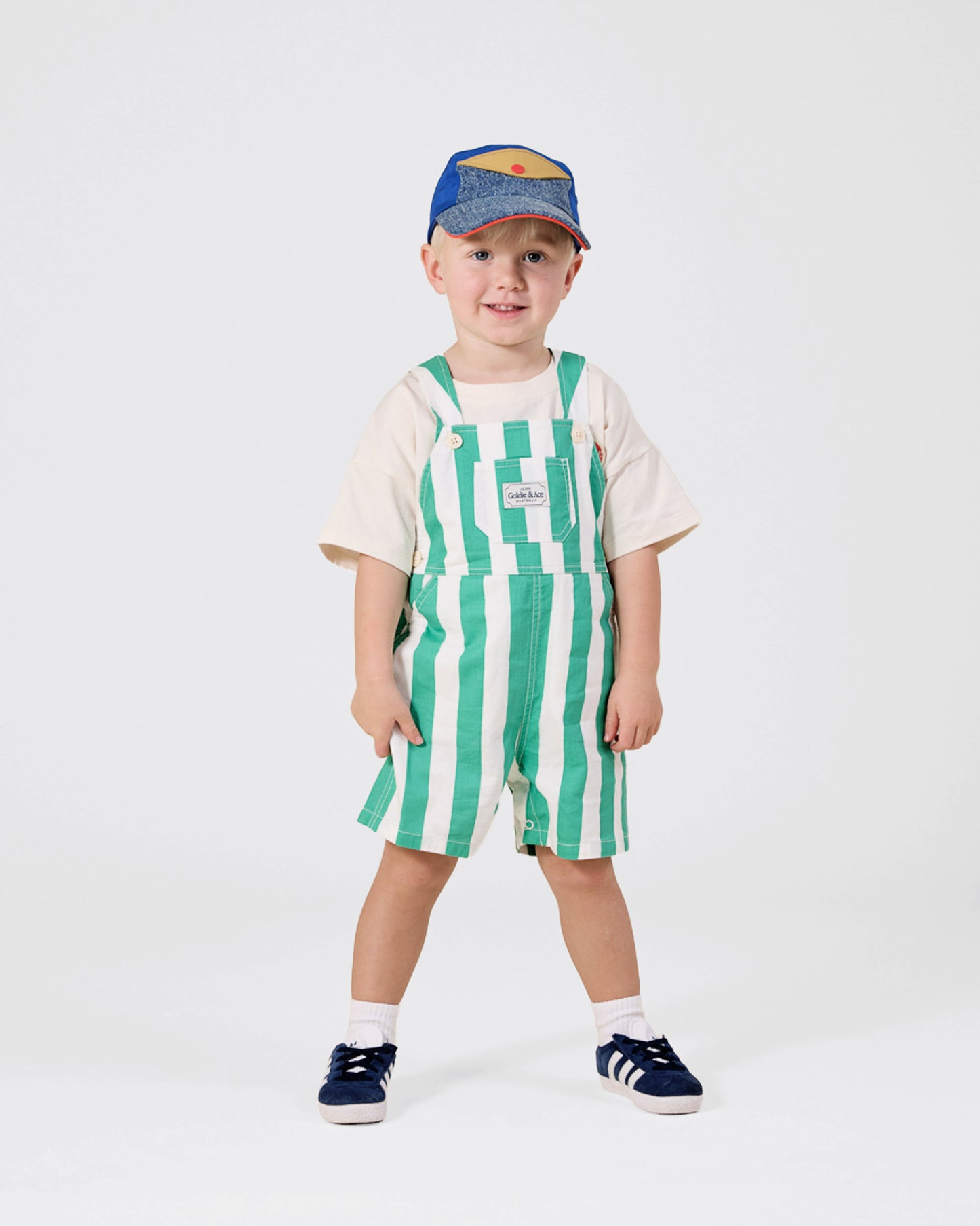 Goldie & Ace - Happy Stripe Button Burton Overall