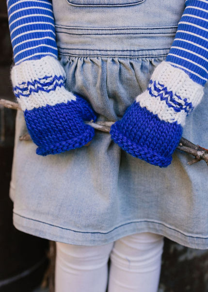 Acorn - Denmark Mittens / Blue and Cream