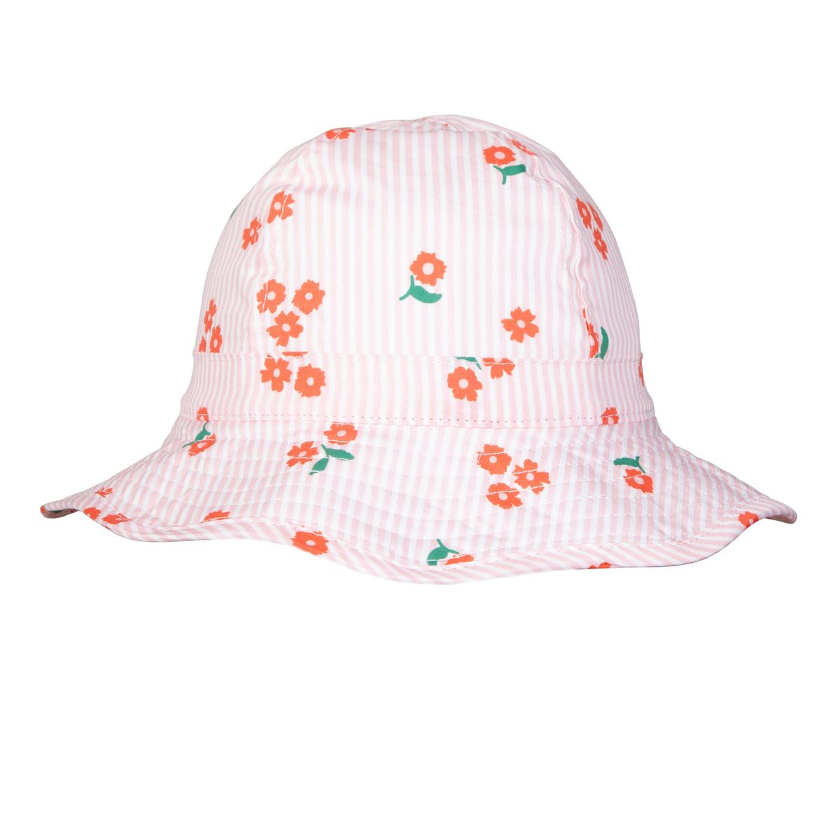 Acorn - Wide Brim Infant Hat/ Striped Posy