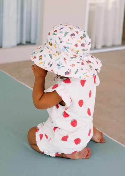 Acorn - Wide Brim Bucket Hat / Garden Friends