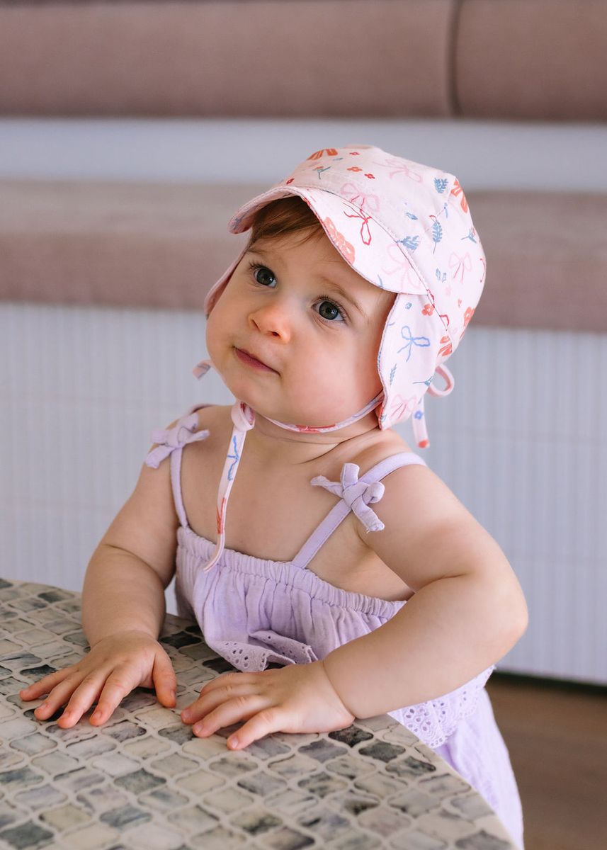 Acorn - Soft Jersey Flap Cap / Little Bows