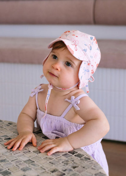 Acorn - Soft Jersey Flap Cap / Little Bows