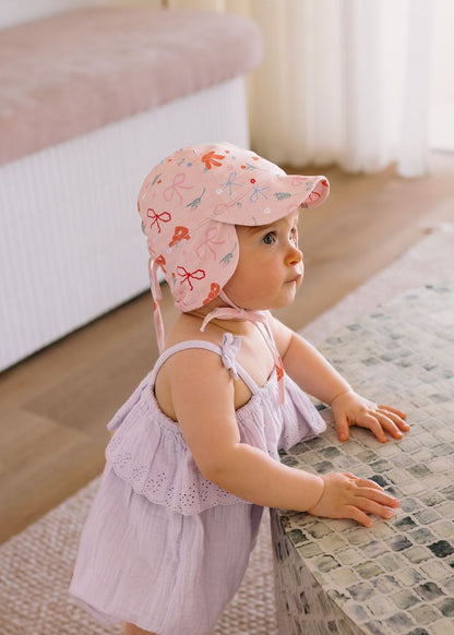 Acorn - Soft Jersey Flap Cap / Little Bows
