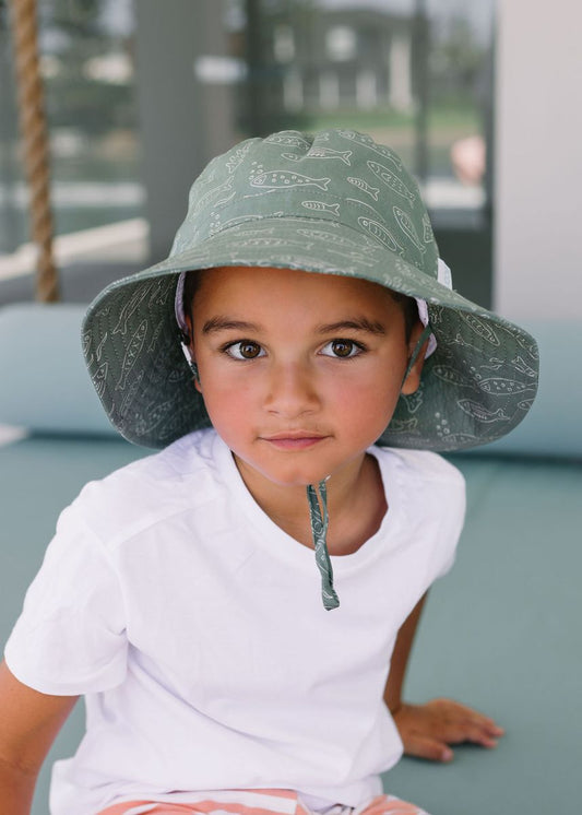 Acorn - Wide Brim Bucket Hat / School Of Fish
