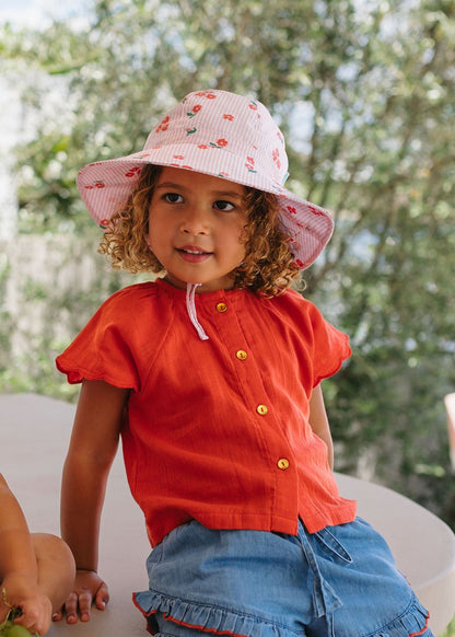 Acorn - Wide Brim Sunhat / Striped Posy
