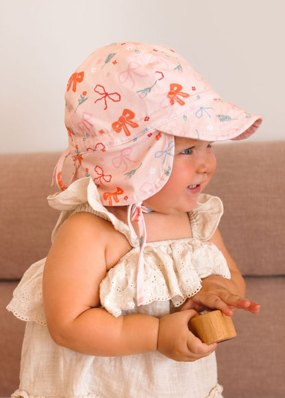 Acorn - Soft Jersey Flap Cap / Little Bows
