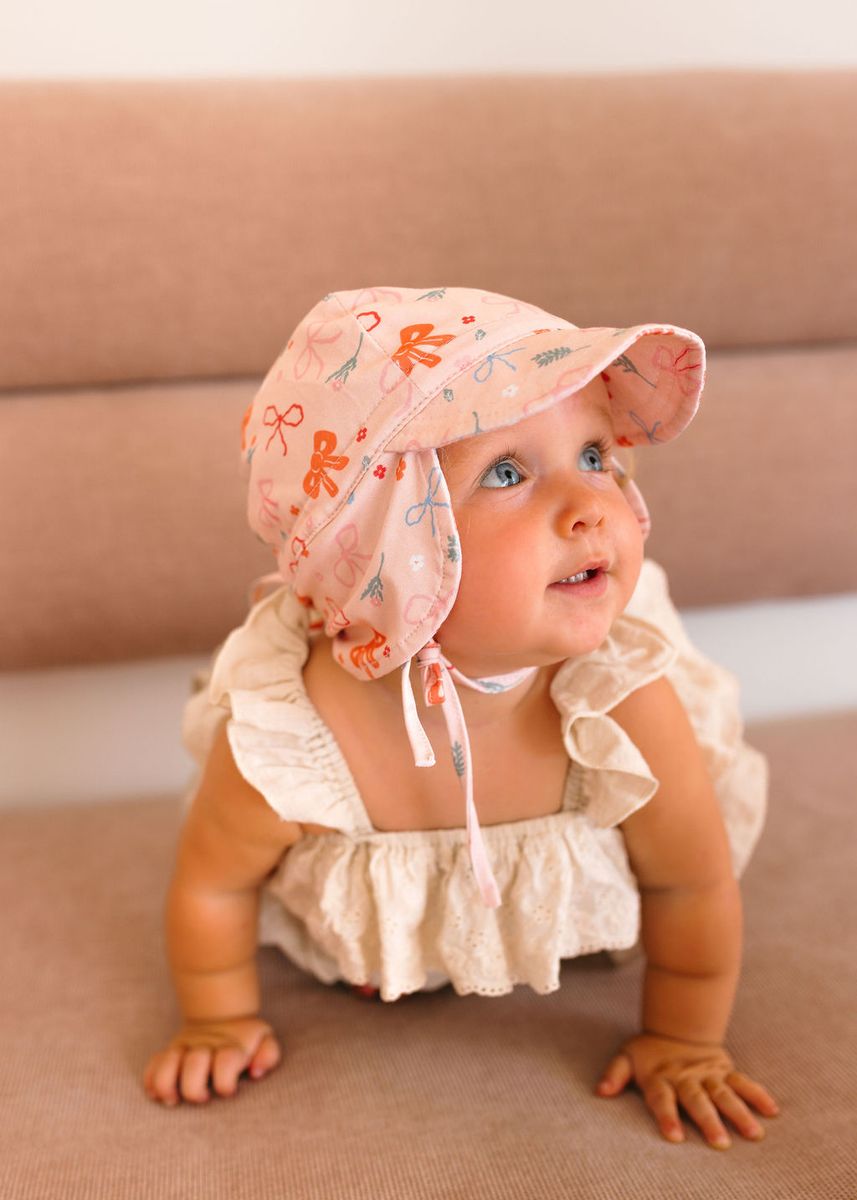 Acorn - Soft Jersey Flap Cap / Little Bows