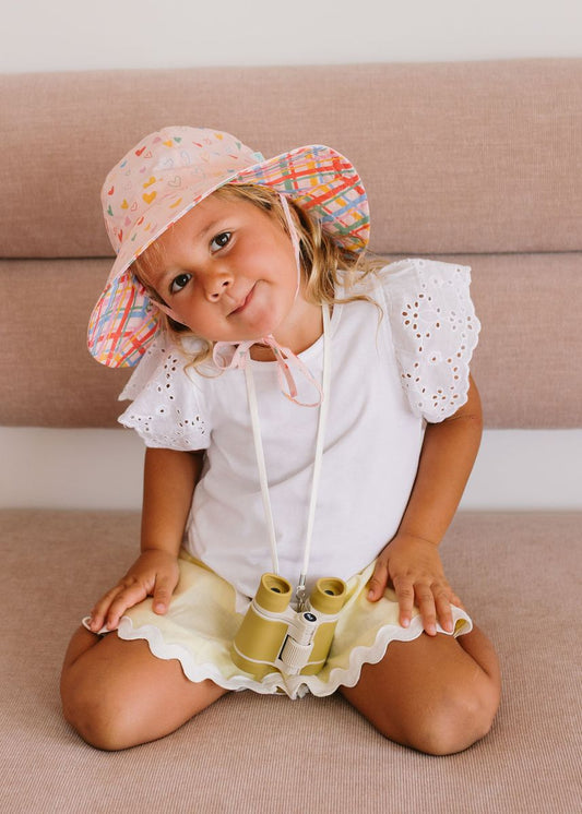 Acorn - Reversible Wide Brim Sunhat / Floating Hearts