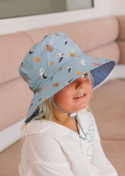 Acorn - Wide Brim Bucket Hat / Seagulls