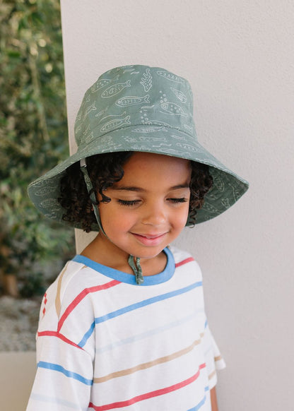 Acorn - Wide Brim Bucket Hat / School Of Fish