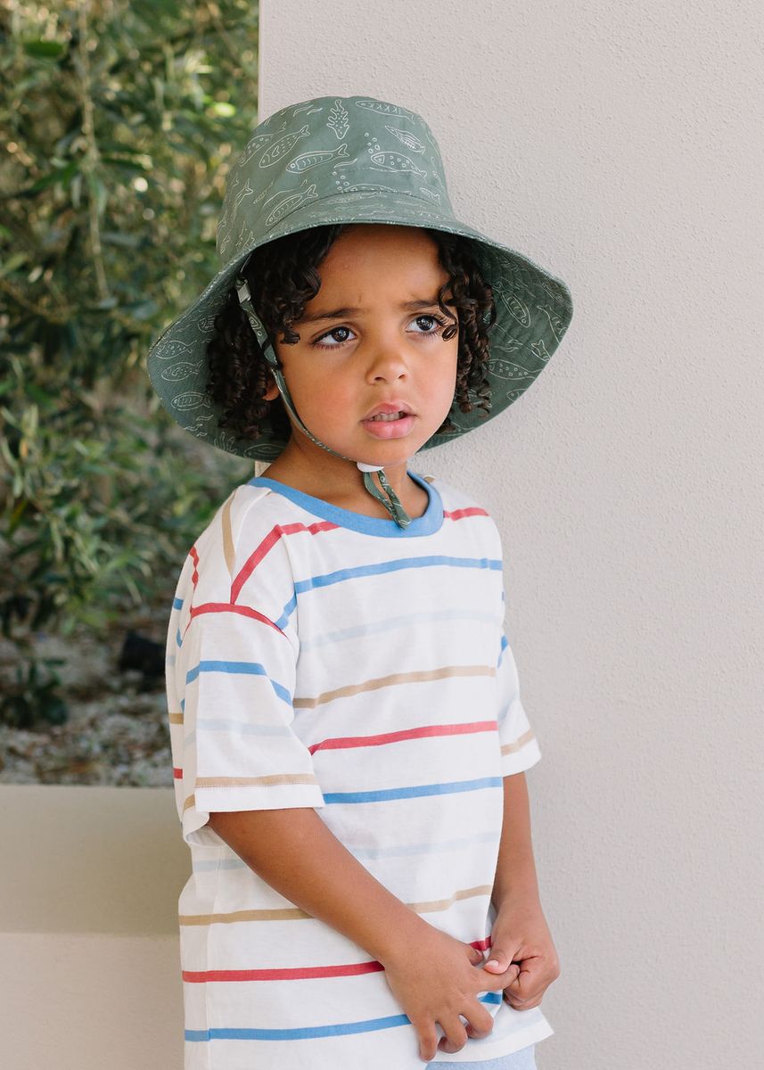 Acorn - Wide Brim Bucket Hat / School Of Fish