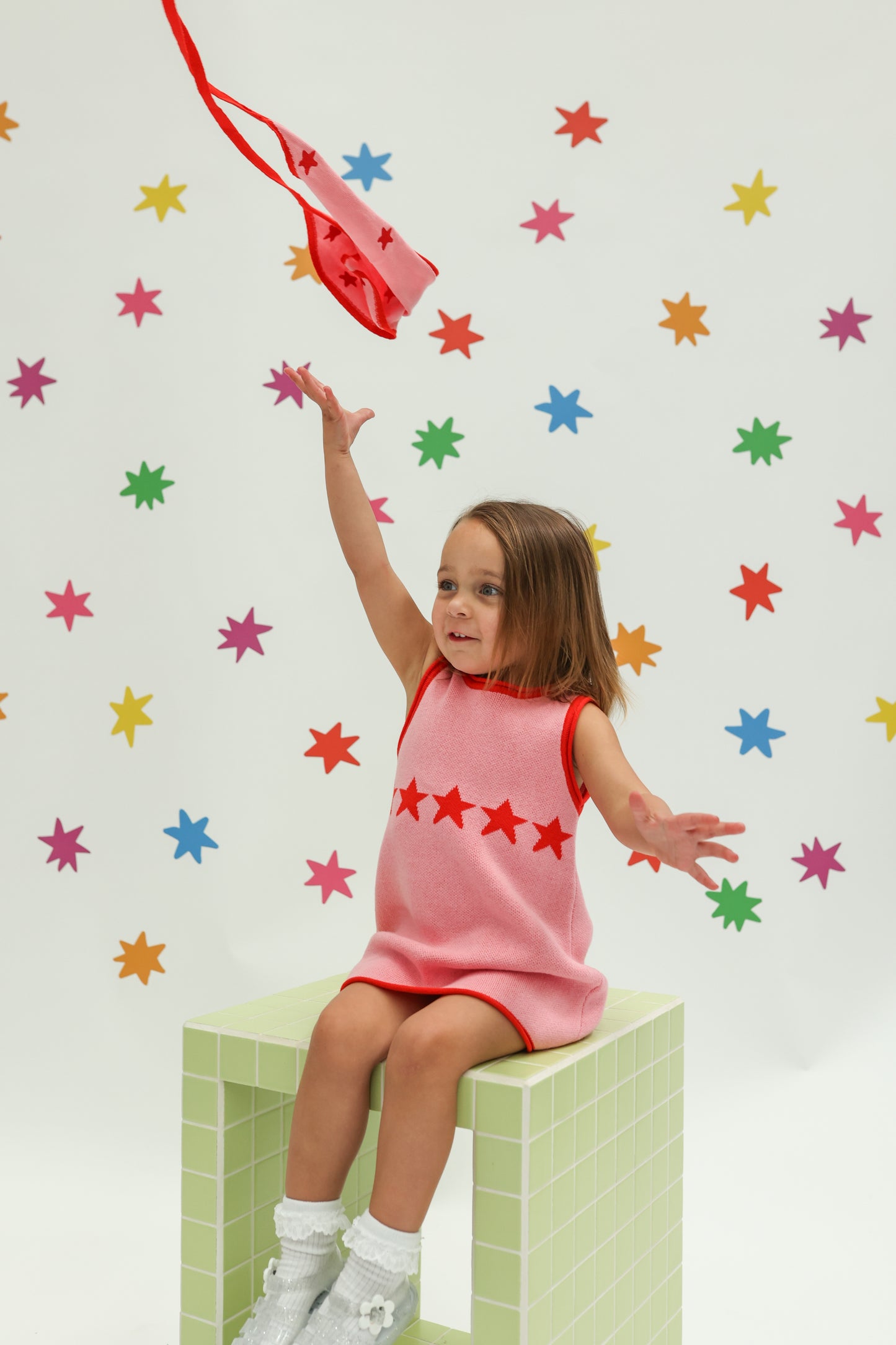 Sunday Siblings - Stars Align Dress / Pink+Red