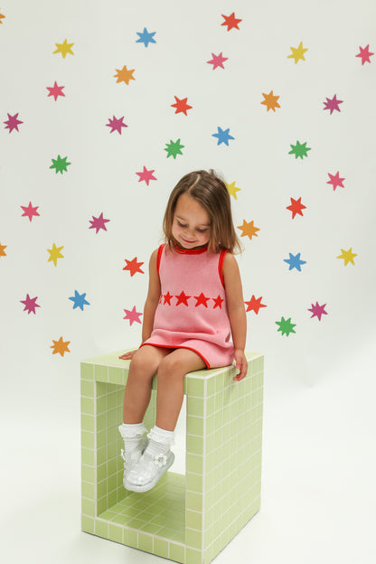 Sunday Siblings - Stars Align Dress / Pink+Red