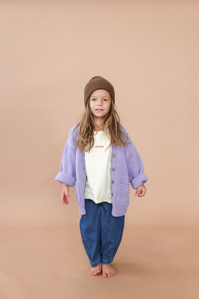 Grown Clothing-Pocket Cardigan/Iris