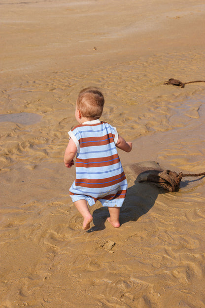 Grown Clothing - Organic Knitted Club Stripe Button-Up Romper / Bubble