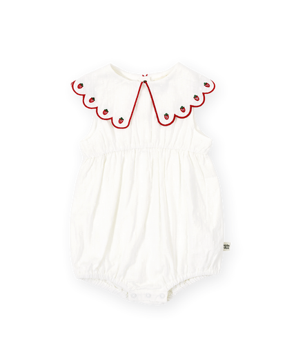 Goldie & Ace - Scallop Collar Strawberry Romper