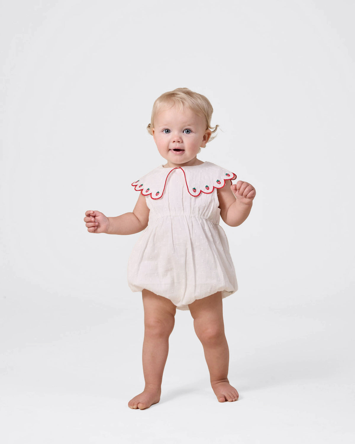 Goldie & Ace - Scallop Collar Strawberry Romper
