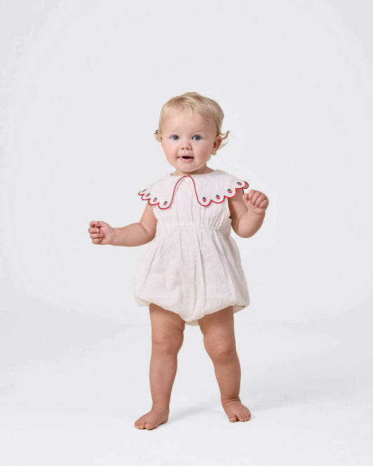 Goldie & Ace - Scallop Collar Strawberry Romper