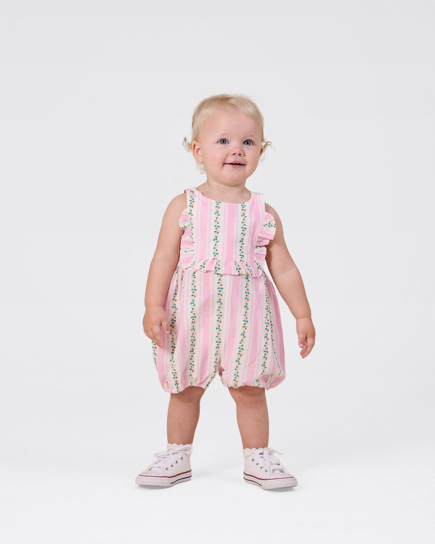 Goldie & Ace - Antique Stripe Strawberry Bubble Romper