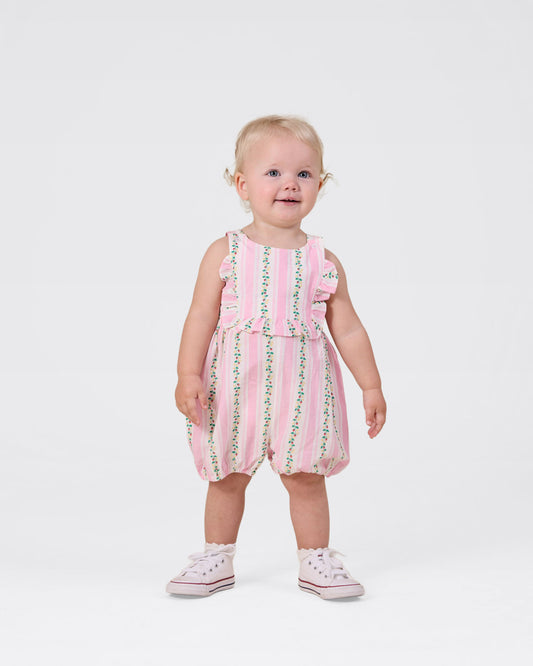 Goldie & Ace - Antique Stripe Strawberry Bubble Romper