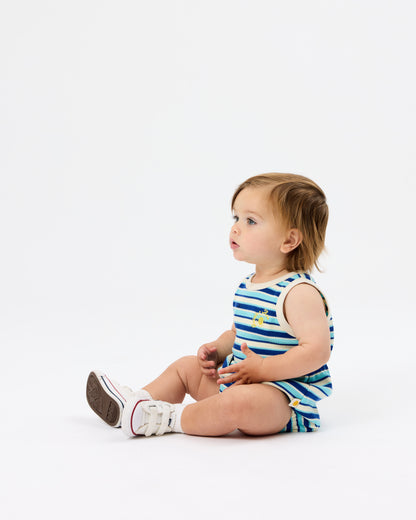 Goldie & Ace - Waffle Bubble Romper / Blue