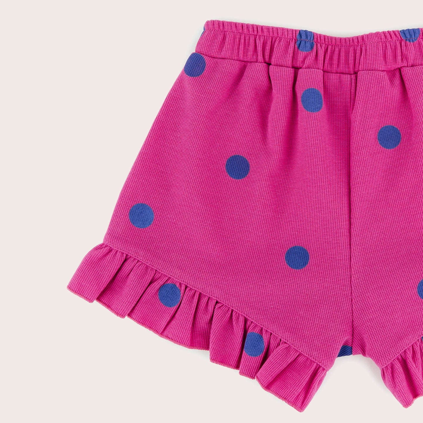 olive + the captain - Fuschia spots waffle frill carla shorts