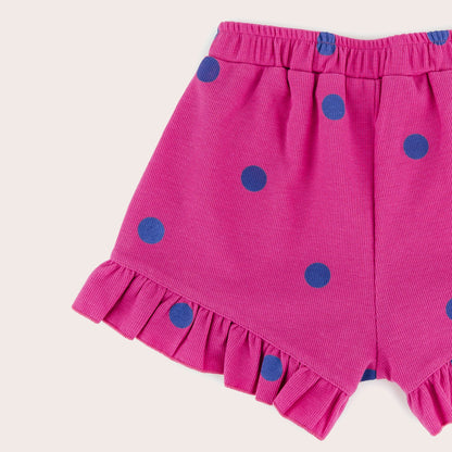 olive + the captain - Fuschia spots waffle frill carla shorts
