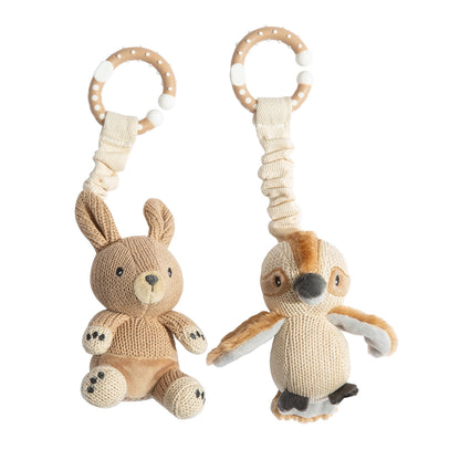 Living Textiles - 2pk Stroller Toy / Kangaroo & Kookaburra