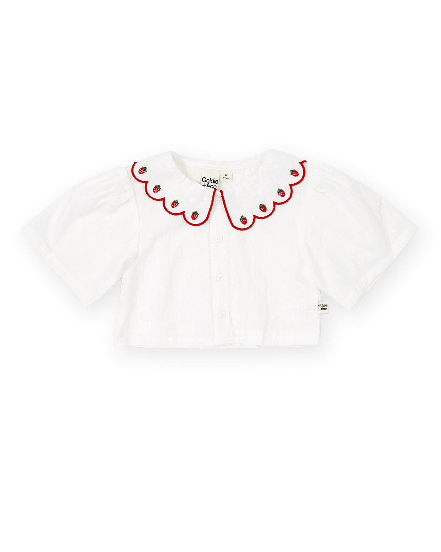 Goldie & Ace - Scallop Collar Strawberry Cropped Blouse