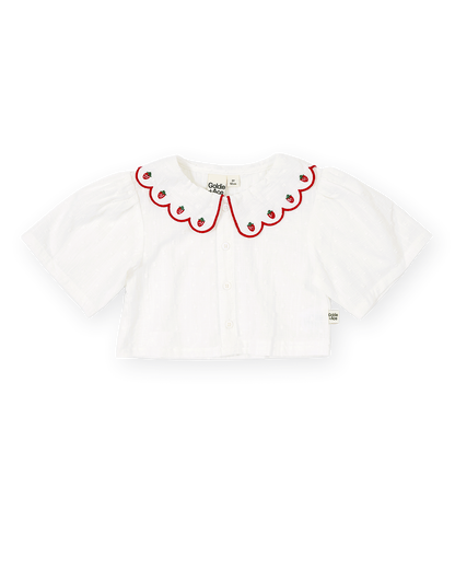 Goldie & Ace - Scallop Collar Strawberry Cropped Blouse