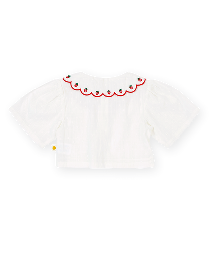Goldie & Ace - Scallop Collar Strawberry Cropped Blouse