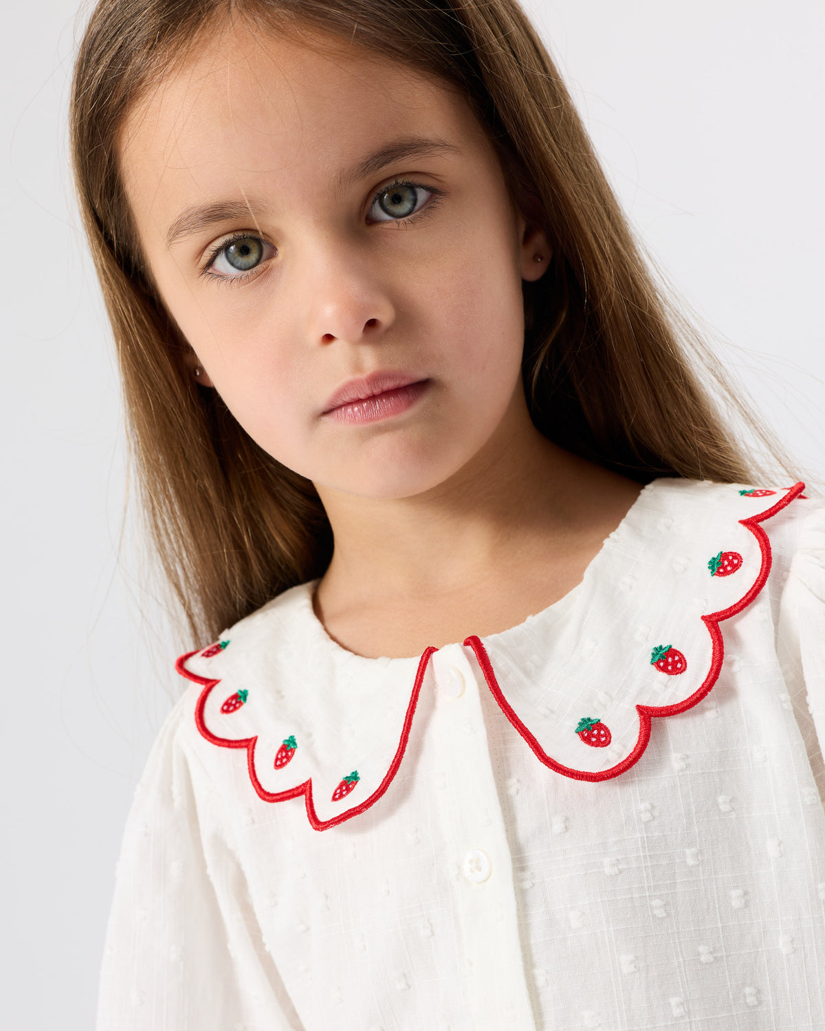 Goldie & Ace - Scallop Collar Strawberry Cropped Blouse