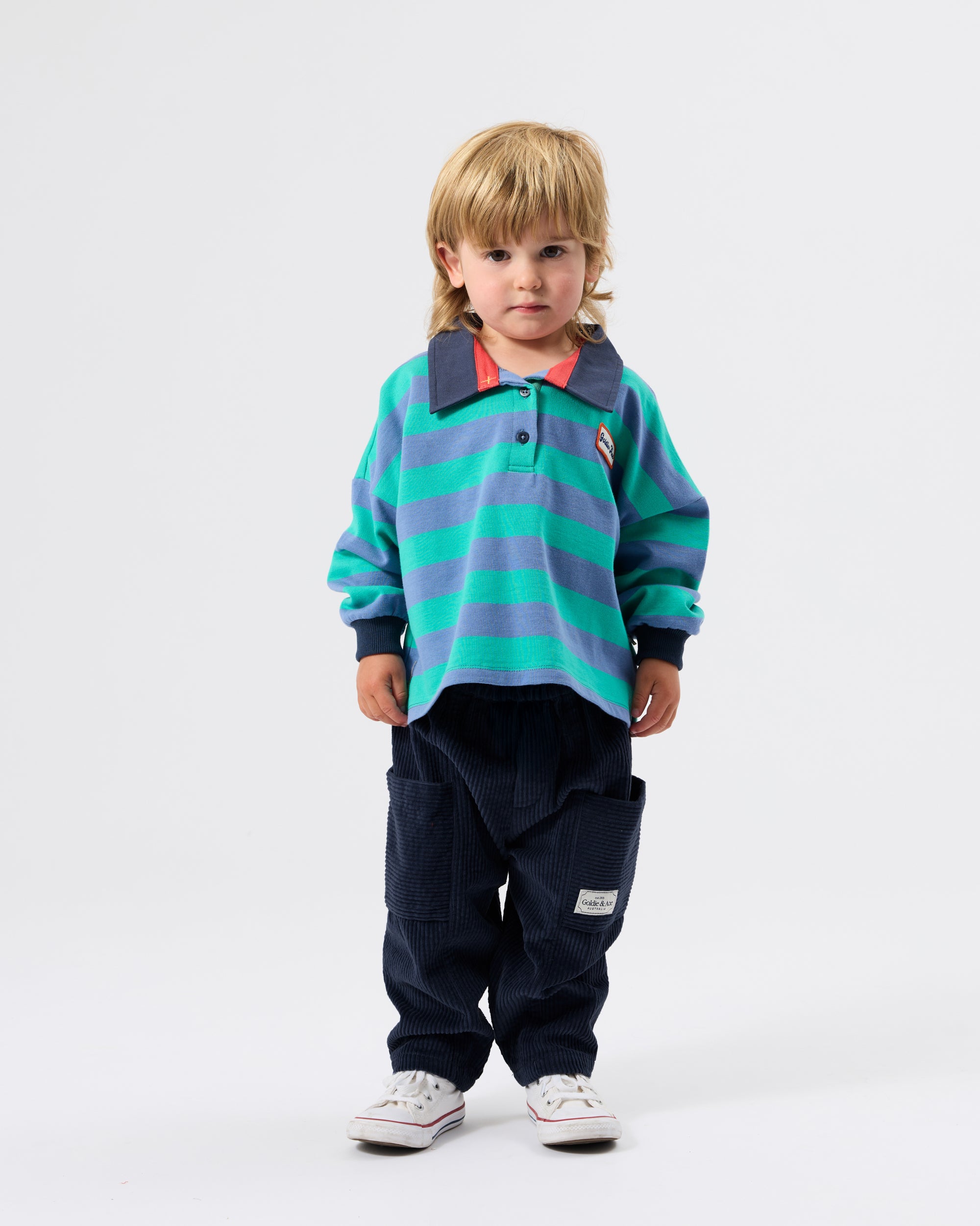Goldie & Ace - Rugby Stripe Terry Sweat Top / Blue