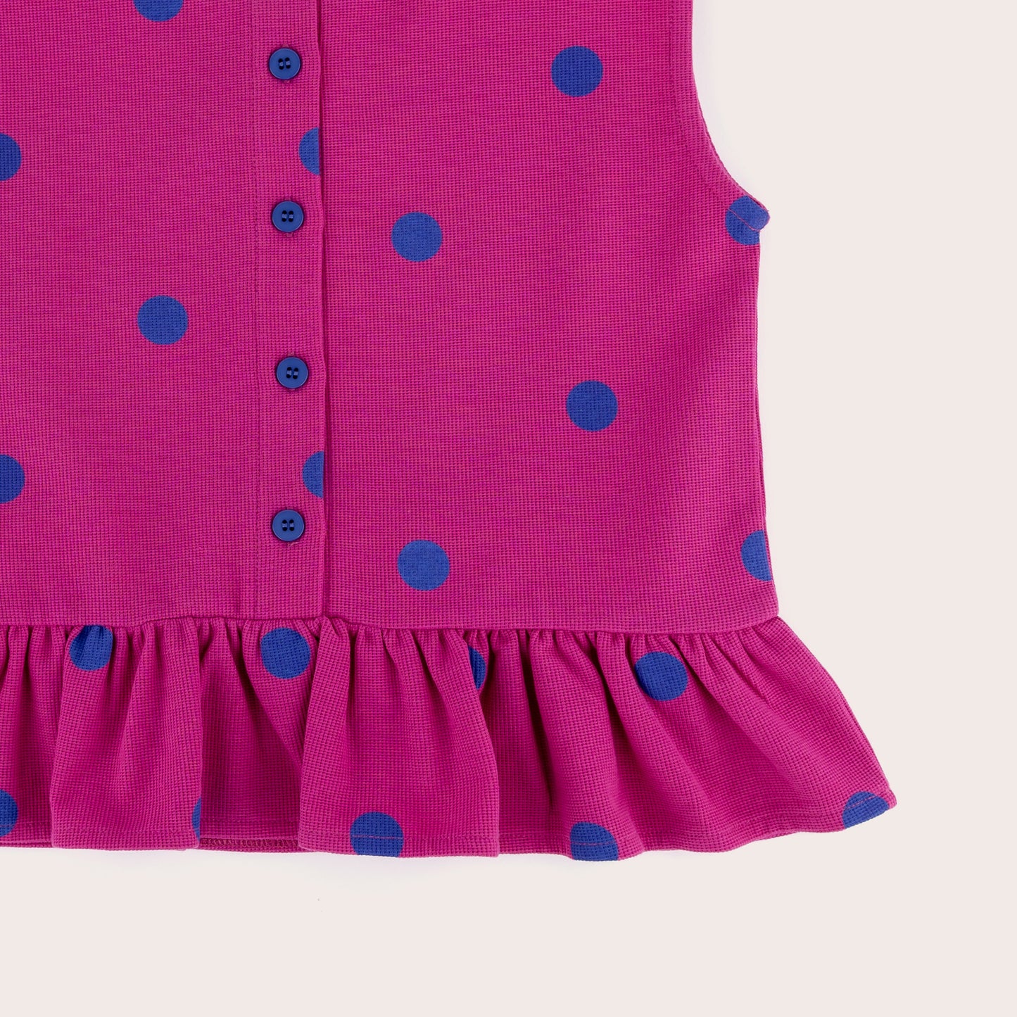 olive + the captain - Fuschia spots waffle boxy frill singlet