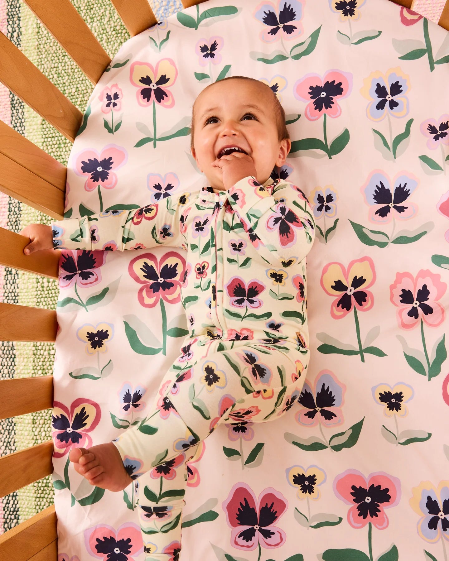 Kip & Co - Organic Long Sleeve Zip Romper / Pretty Pansy