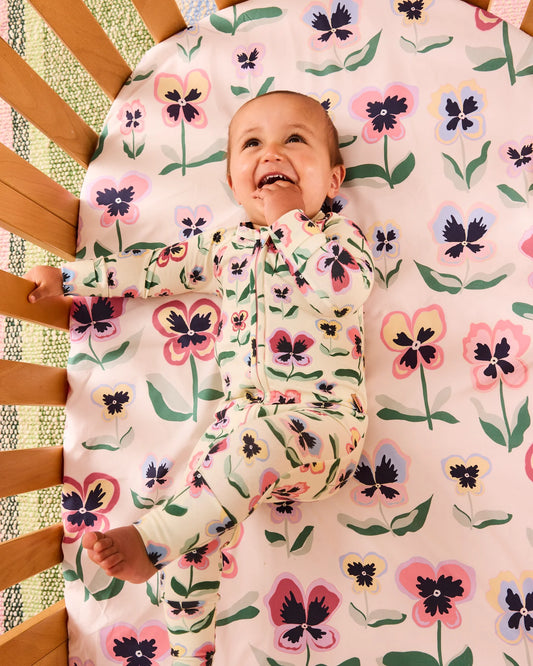 Kip & Co - Organic Long Sleeve Zip Romper / Pretty Pansy