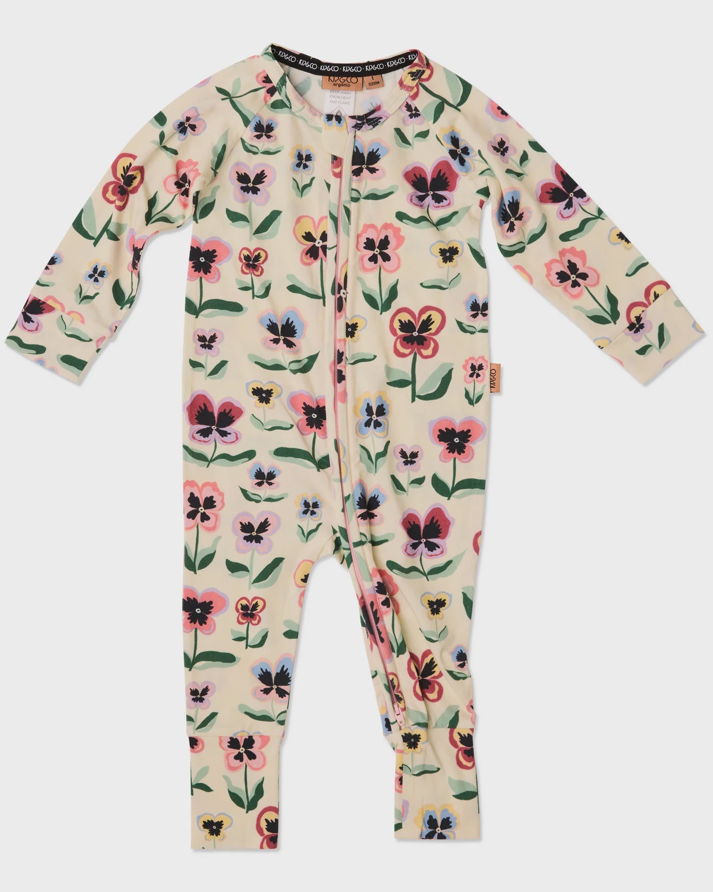Kip & Co - Organic Long Sleeve Zip Romper / Pretty Pansy