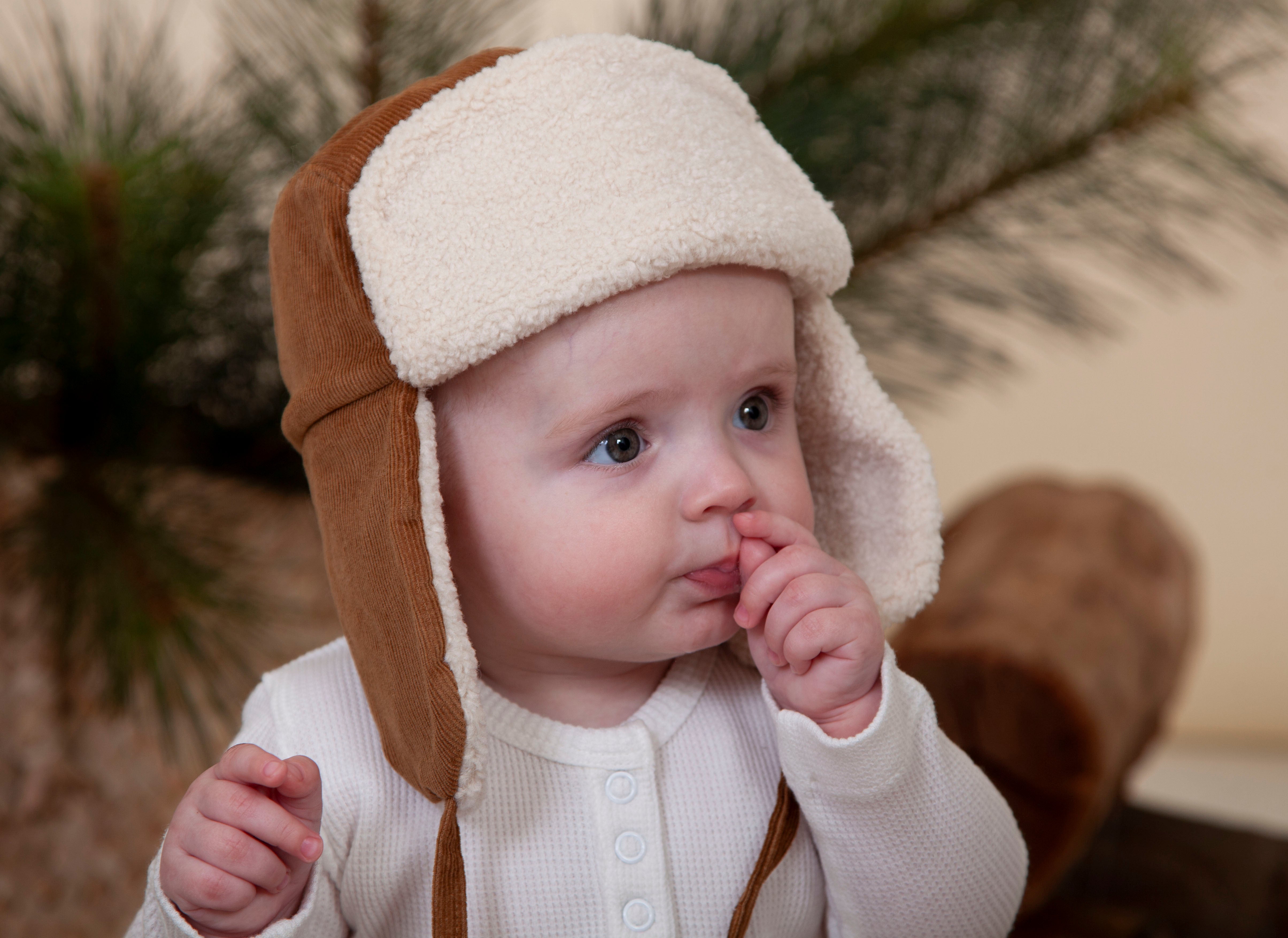 Acorn-Aviator Cord Beanie/Chestnut