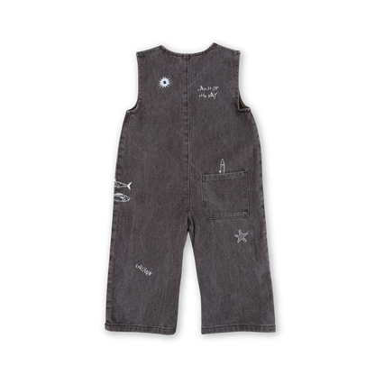 Grown Clothing - Fishy Business Denim Jumpsuit / Ash