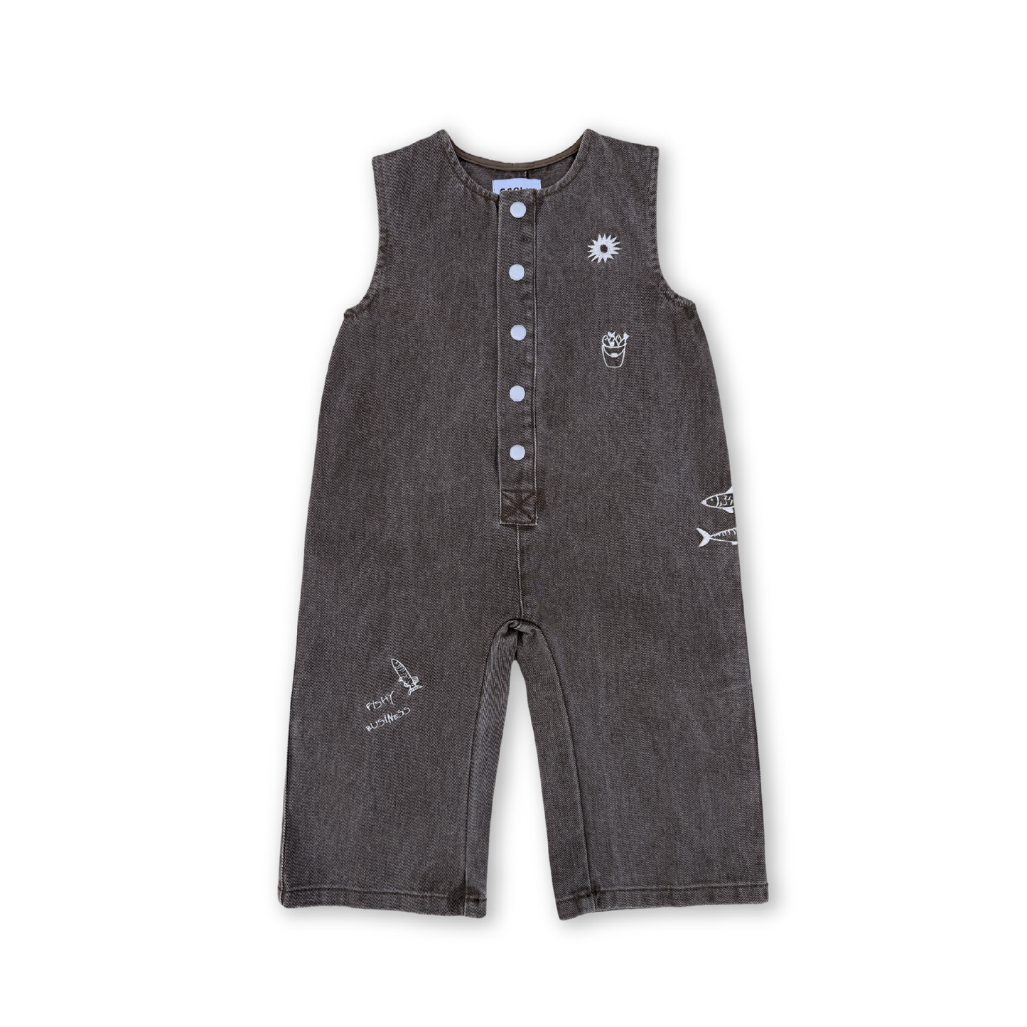 Grown Clothing - Fishy Business Denim Jumpsuit / Ash