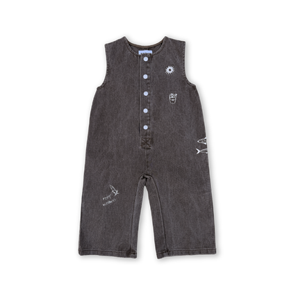 Grown Clothing - Fishy Business Denim Jumpsuit / Ash