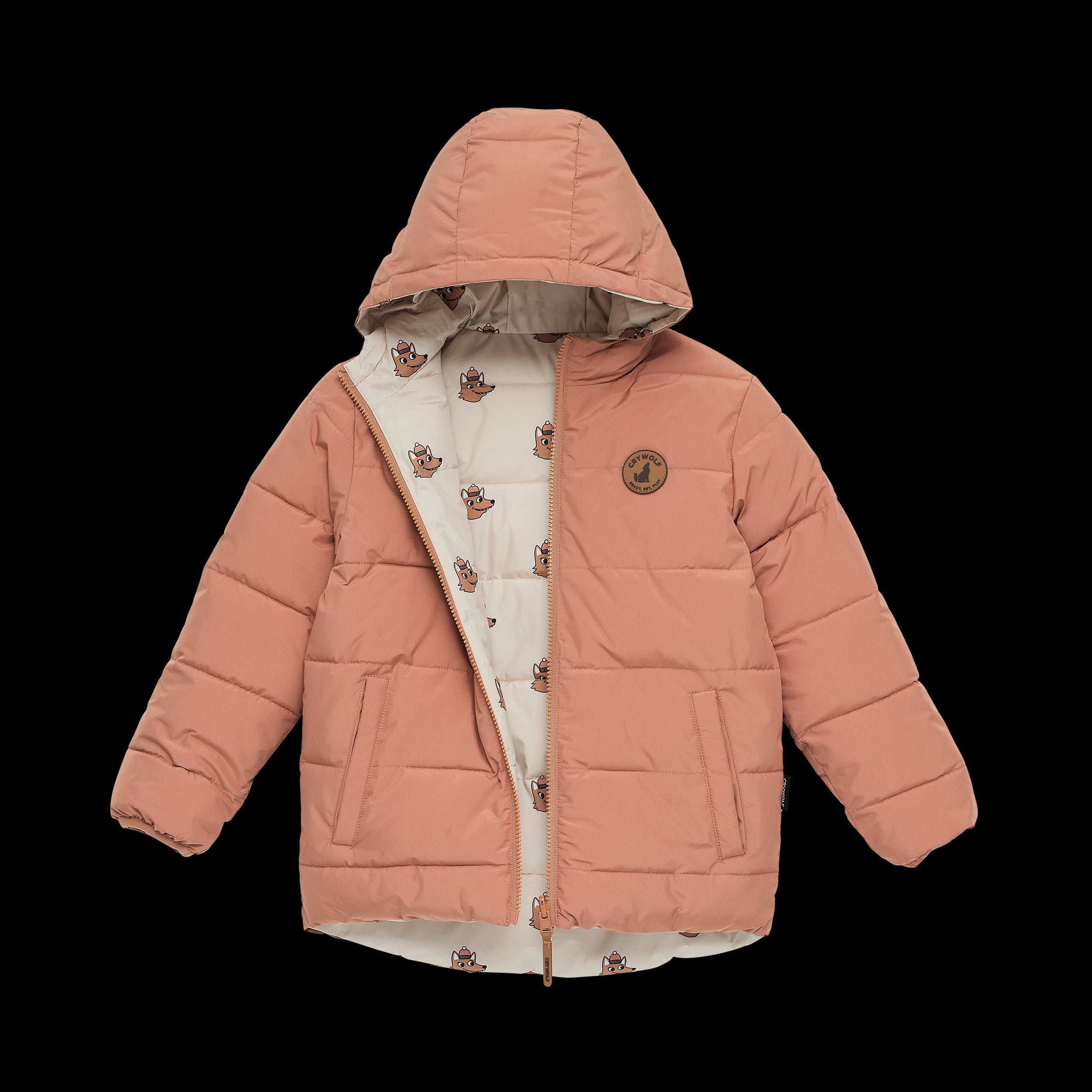 Cry Wolf-Reversible Eco Puffer/Terracotta Wolf