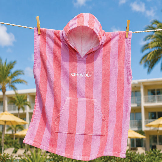 Cry Wolf - Hooded Towel / Flamingo Stripe